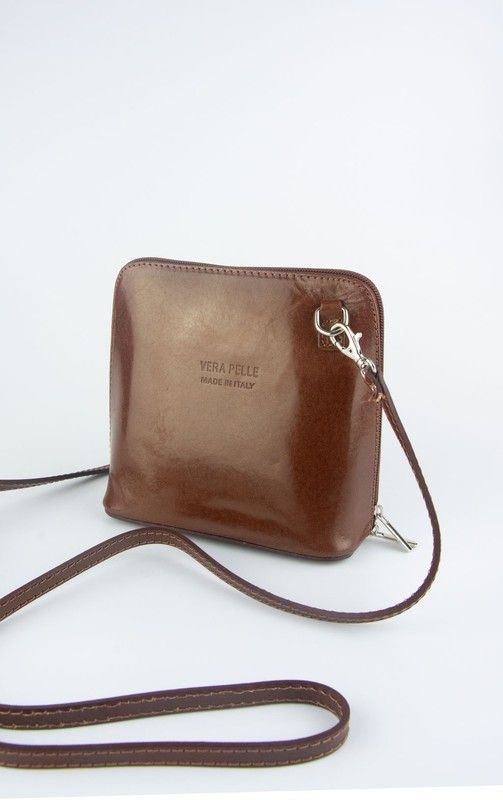 Vera bolso bandolera mini de piel de color marrón