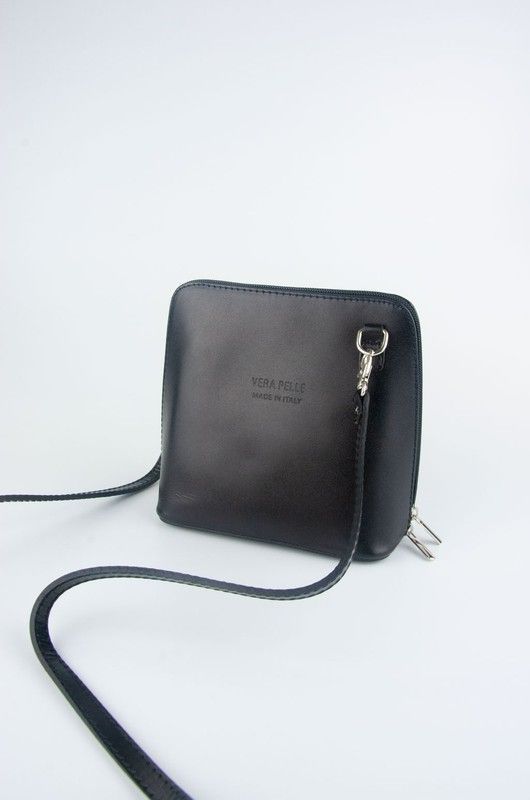 Vera bolso bandolera mini de piel de color negro