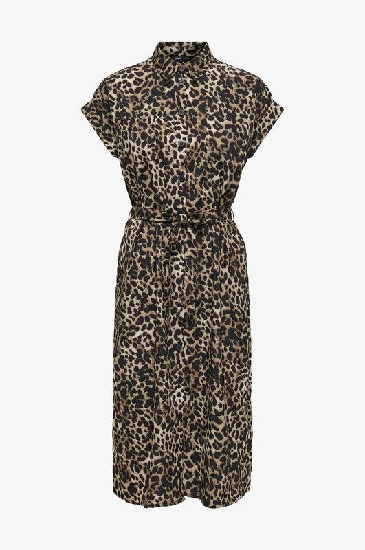Vestido camisero con estampado leopardo Only Black 1
