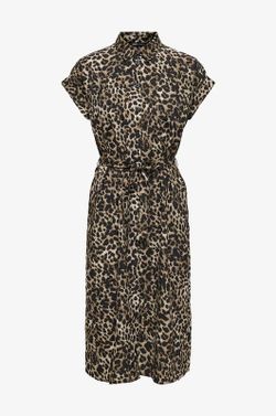 Vestido camisero con estampado leopardo Only Black 1