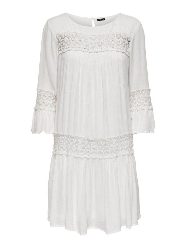 Vestido con manga 3/4 calados Only Cloud Dancer