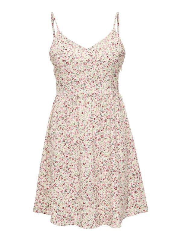 Vestido de tirante fino con pequeño estampado floral Jdy Strawberry Cream