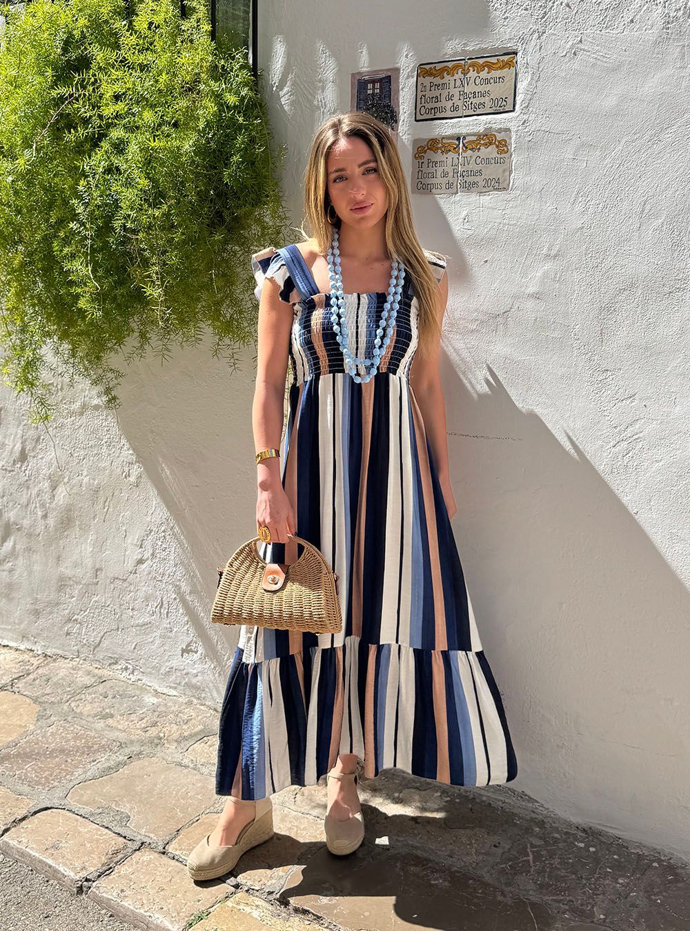 Vestido Inca marino-blanco