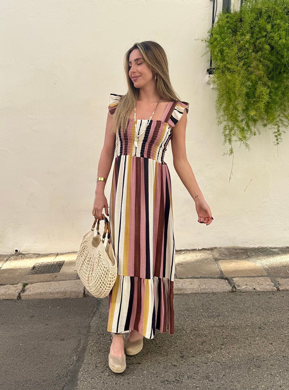 Vestido Inca marrón-rosa