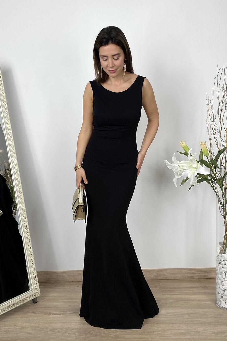 Vestido largo ajustado negro