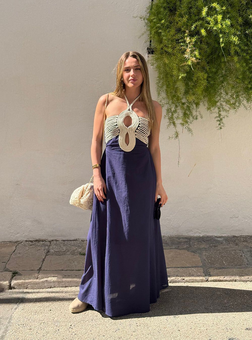 Vestido macramé Jávea azul