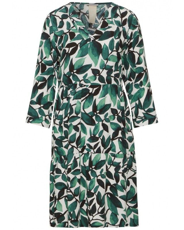 Vestido manga 3/4 con estampado hojas Street One Green