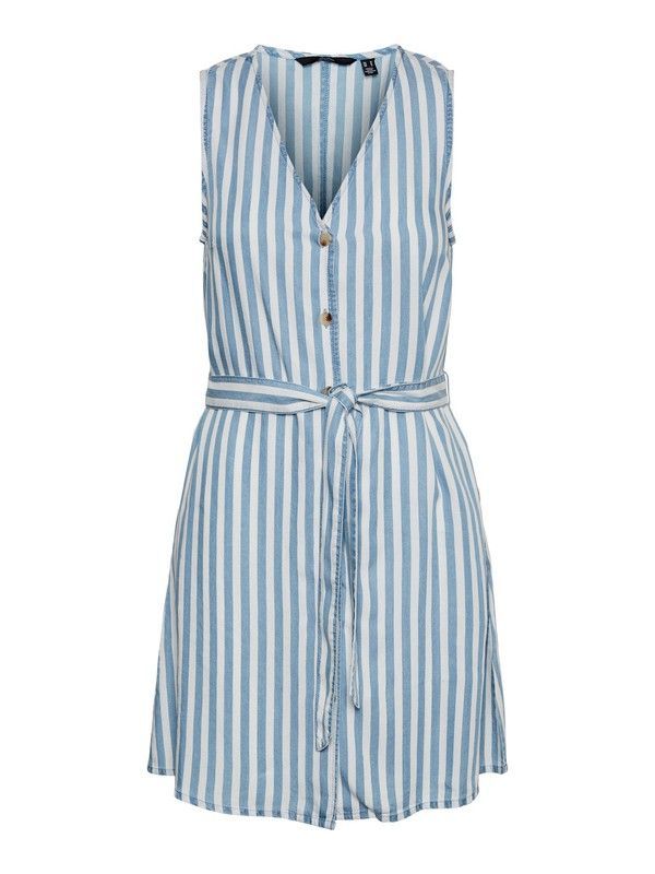 Vestido s/m corto tencel con rayas Vero Moda Light Blue & Sky Blue