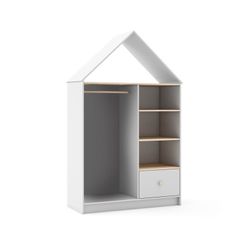 Vestidor infantil, 110 x 45 x 180 cm, de madera de pino en blanco y natural  | Colección Estefania
