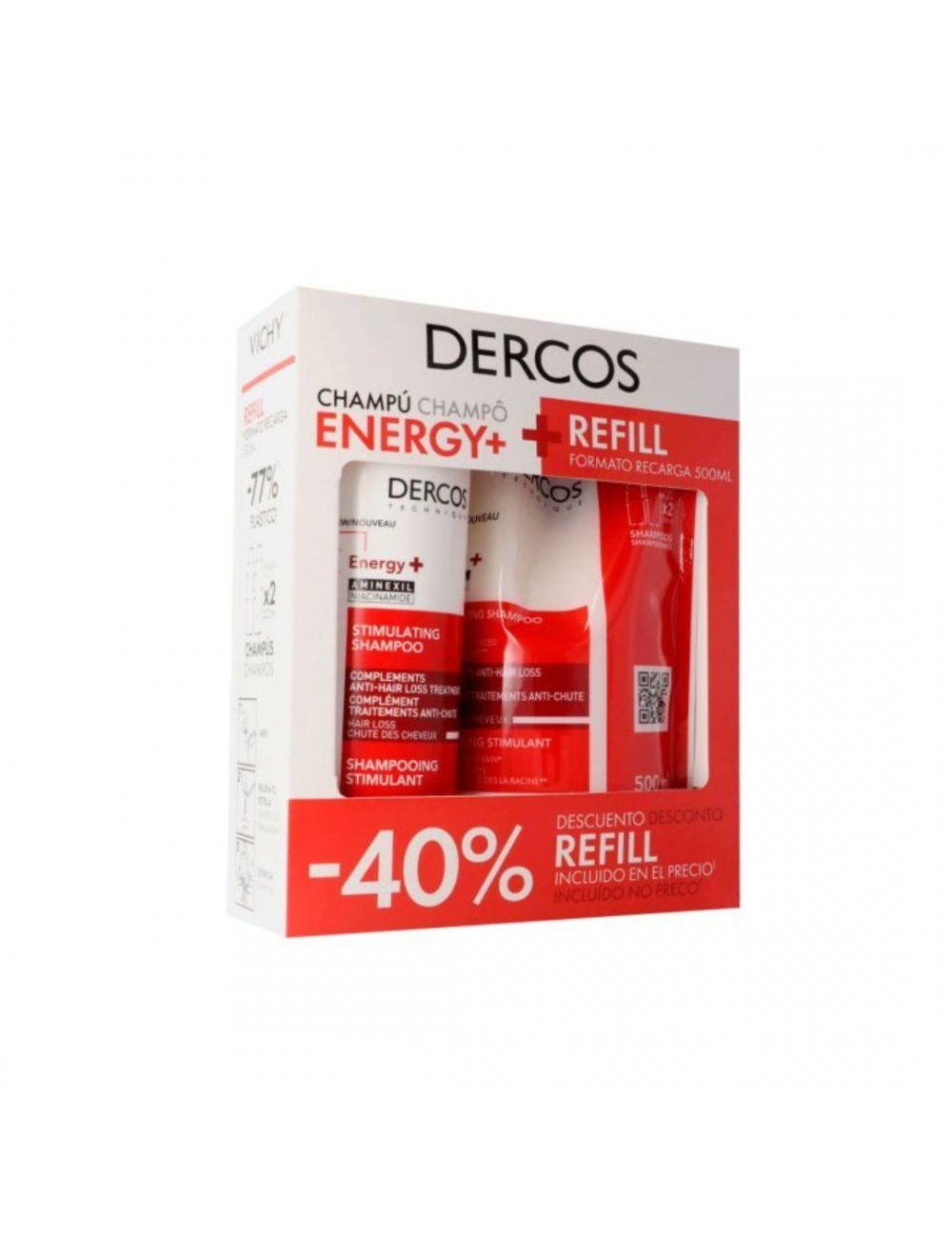 Vichy Dercos Anticaida Champu Estimulante Energy+ 400ml + Refill 500ml Pack