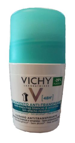 Vichy Desodorante Bola antitranspirante Antimarcas blancas y amarillas 48h 50ml