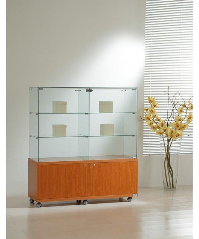 Vitrina 130 x 117 x 40 cm. 2 modulos, buck y 4 estantes