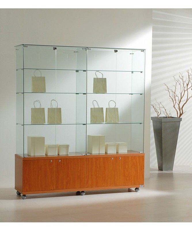 Vitrina 180 x 157 x 40 cm. 2 módulos, buck y 6 estantes.