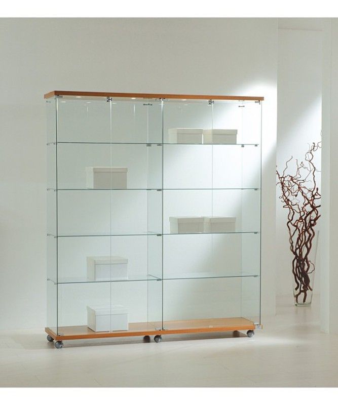 Vitrina 181 x 157 x 40 cm. 2 módulos, 8 estantes, con luz