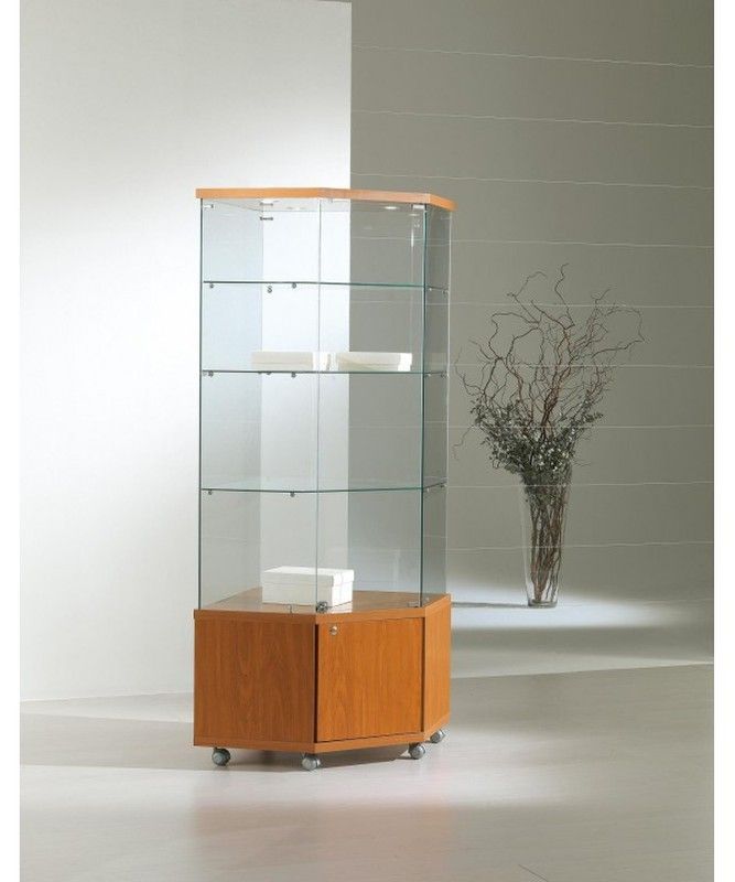 Vitrina 181 x 68 x 68 cm. Angular, buck, 3 estantes, luz