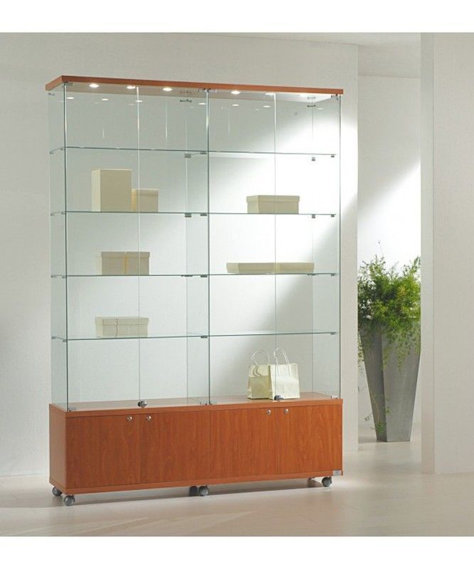 Vitrina 220 x 157 x 40 cm. 2 módulos, buck, 8 estantes, luz