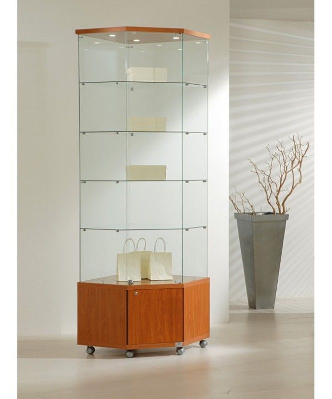 Vitrina 220 x 68 x 68 cm. Angular, buck, 4 estantes, luz