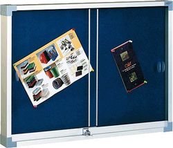 Vitrina corcho tapizado azul con puertas 90x120cm Faibo