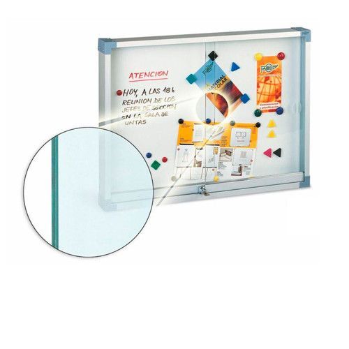 Vitrina de anuncios puertas cristal de seguridad 90x120 cm