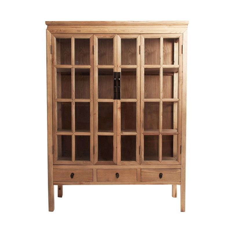 Vitrina de madera de olmo | Tartu, 130 x 45 x 175 cm