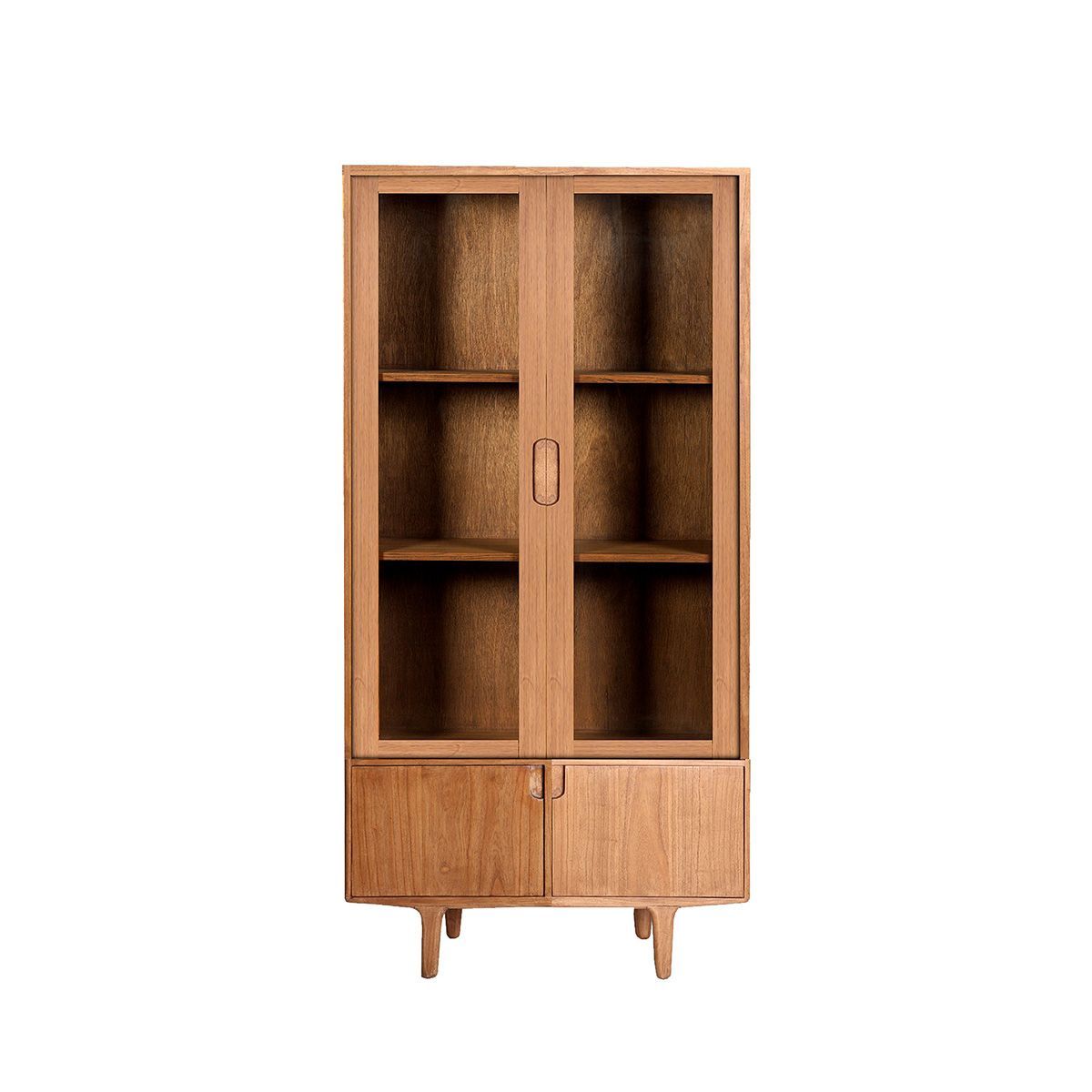 Vitrina de madera en marrón natural, 80 x 40 x 160 cm | Kamenz