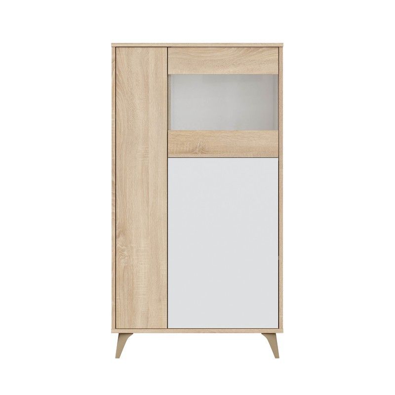 Vitrina de madera natural/blanco, 77x33x142 cm | KIKUA