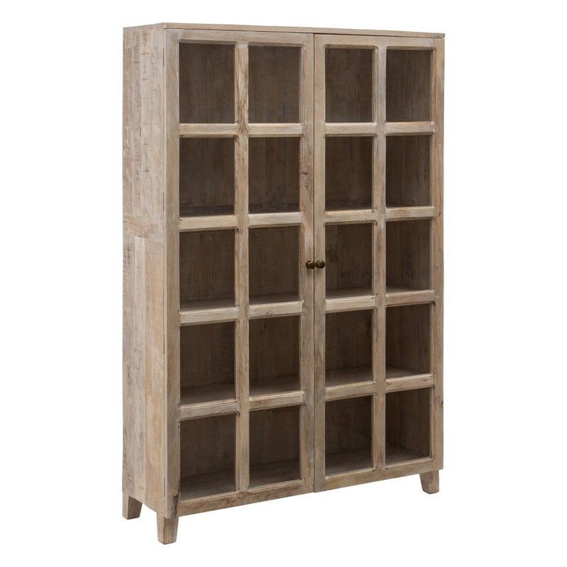 Vitrina de madera y cristal en natural, 120 x 40 x 194 cm