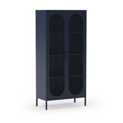 Vitrina de metal en azul, 80 x 40 x 170 cm | Diora