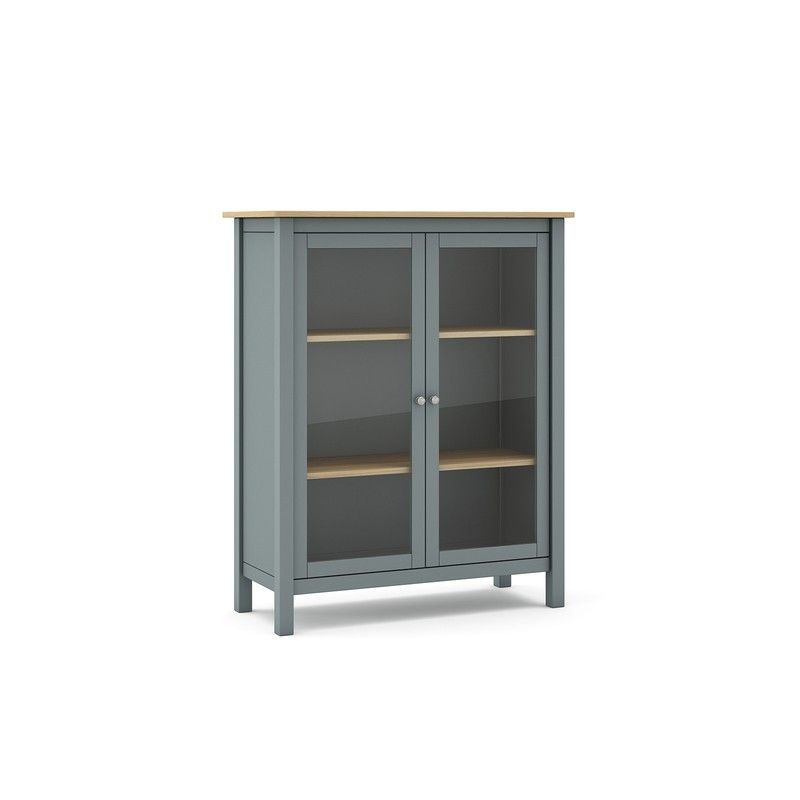 Vitrina de pino y cristal en verde, 90 x 40 x 110 cm | Misti