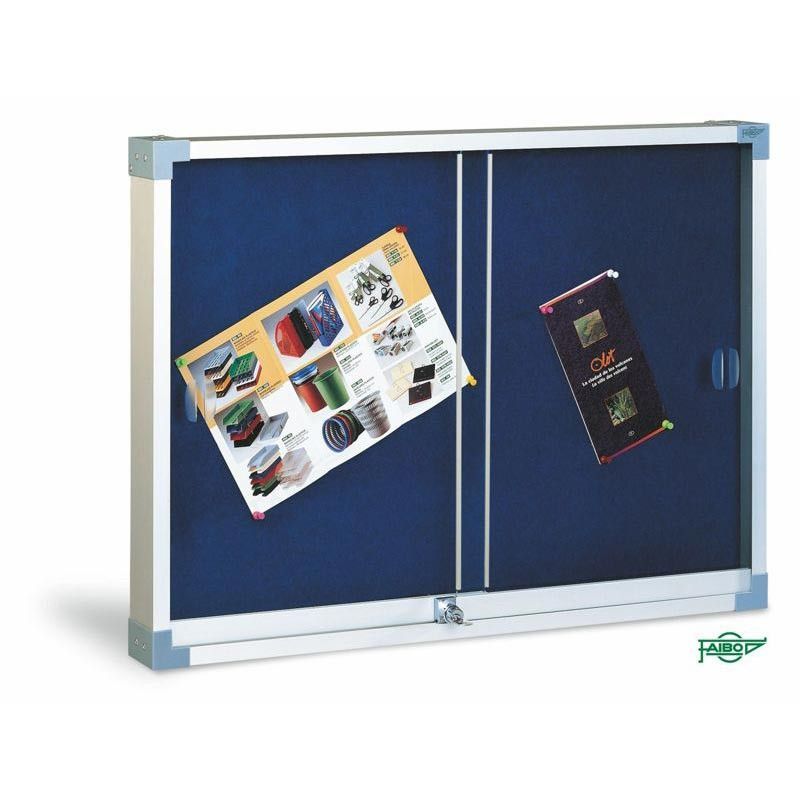 Vitrina Faibo corcho tapizado azul puertas metacrilato 60x80cm