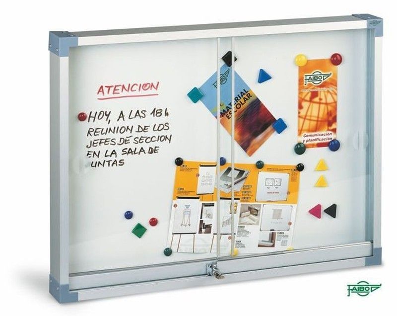 Vitrina mural tipo pizarra blanca de faibo