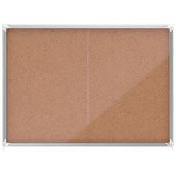 Vitrina NOBO Premium Plus de puerta corredera fondo de corcho 18 x A4 hojas