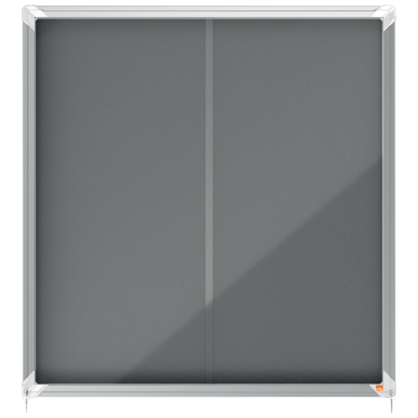 Vitrina NOBO Premium Plus de puerta corredera fondo de fieltro 12xA4 hojas, gris