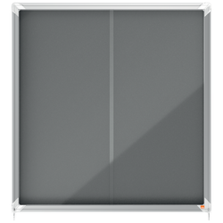 Vitrina NOBO Premium Plus de puerta corredera fondo de fieltro 12xA4 hojas, gris