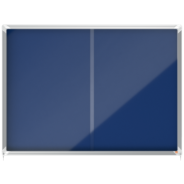 Vitrina NOBO Premium Plus de puerta corredera fondo de fieltro 18xA4 hojas, azul