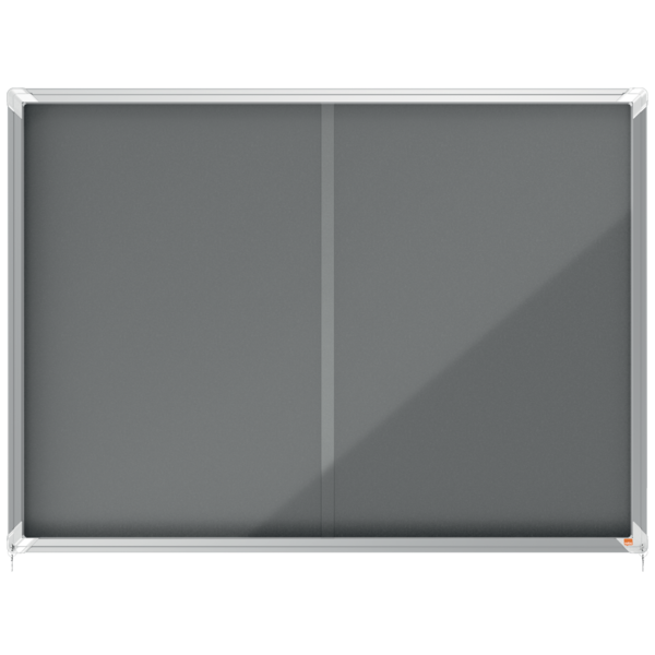 Vitrina NOBO Premium Plus de puerta corredera fondo de fieltro 18xA4 hojas, gris