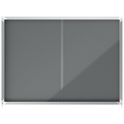 Vitrina NOBO Premium Plus de puerta corredera fondo de fieltro 18xA4 hojas, gris