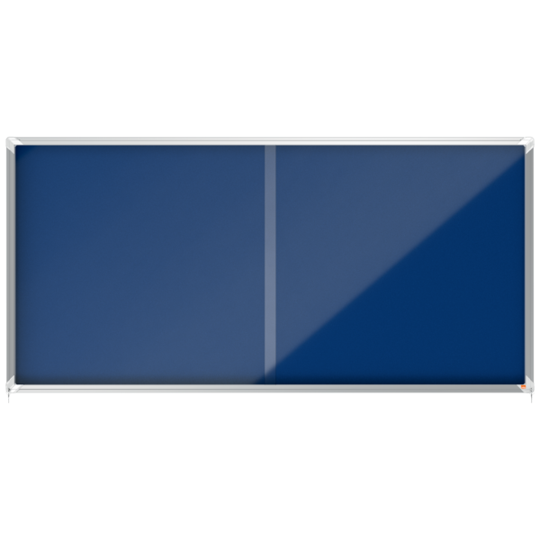 Vitrina NOBO Premium Plus de puerta corredera fondo de fieltro 27xA4 hojas, azul