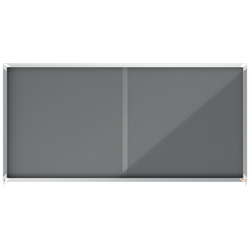 Vitrina NOBO Premium Plus de puerta corredera fondo de fieltro 27xA4 hojas, gris