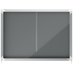 Vitrina NOBO Premium Plus de puerta corredera fondo de fieltro 8xA4 hojas, gris
