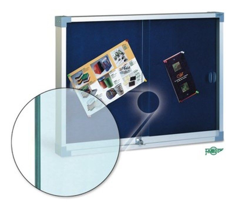 Vitrina para anuncios, tapizado en textil, 60x80 cm. (Puertas de cristal de seguridad)