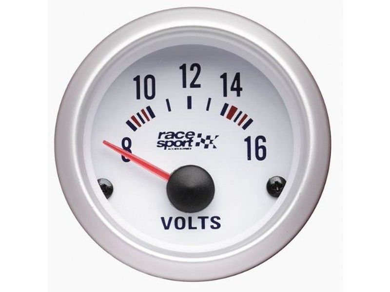 Voltímetro Blanco "Race Sport" Diámetro 52 Mm. 12V.