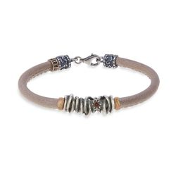 WB264X Pulsera PLATADEPALO mujer de piel color beige