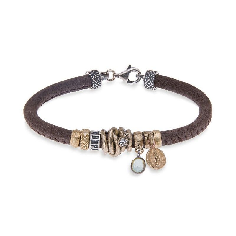 WB291X Pulsera Plata de Palo mujer lágrima piel color visón