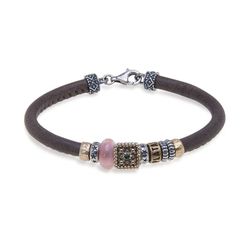 WB316X Pulsera PLATADEPALO Bruna cuero liso para mujer
