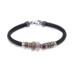 WB317X Pulsera PLATADEPALO de cuero para mujer