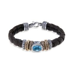 WB322A Pulsera Plata de Palo de cuero para mujer
