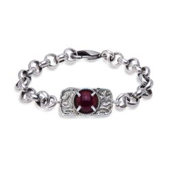 WB381X Pulsera Plata de Palo modelo Aria para mujer y cabujón granate natural de 10 milímetros