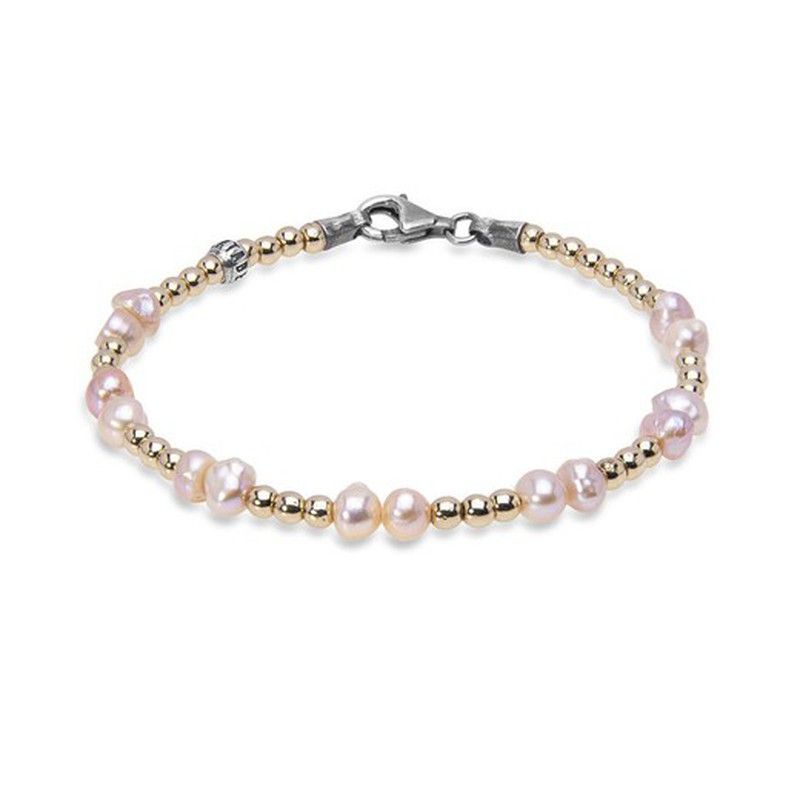 WB394X Pulsera Plata de palo Manaia de perlas rosas de agua dulce para mujer