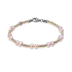WB394X Pulsera Plata de palo Manaia de perlas rosas de agua dulce para mujer